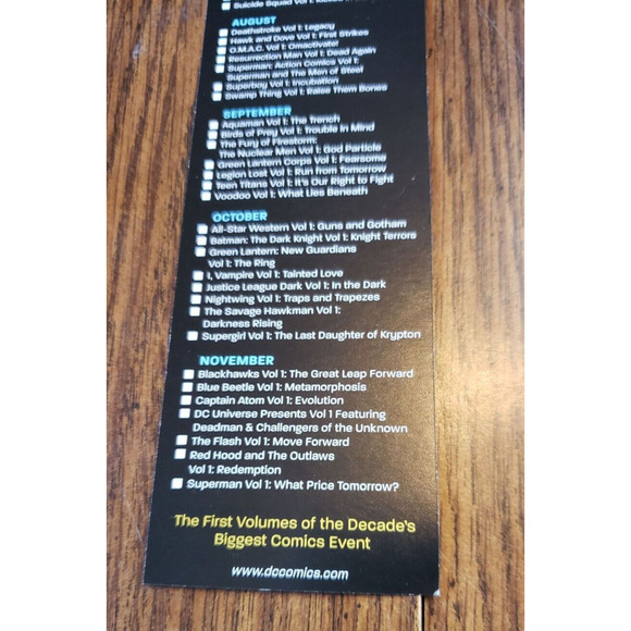 DC Comics The New 52 Crossover Promo Bookmark Checklist Superman Batman JLA - Picture 5 of 6